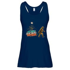 Funny Camping Bigfoot Light Christmas Tree Gifts Xmas Idea Ladies Essential Flowy Tank