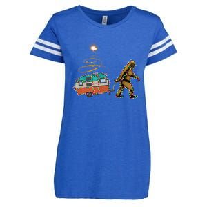 Funny Camping Bigfoot Light Christmas Tree Gifts Xmas Idea Enza Ladies Jersey Football T-Shirt