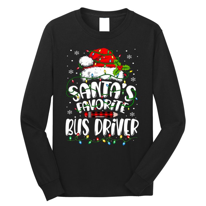 Funny Christmas Bus Driver Santa Favorite Bus Driver Long Sleeve Shirt