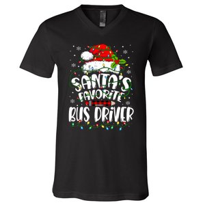 Funny Christmas Bus Driver Santa Favorite Bus Driver V-Neck T-Shirt