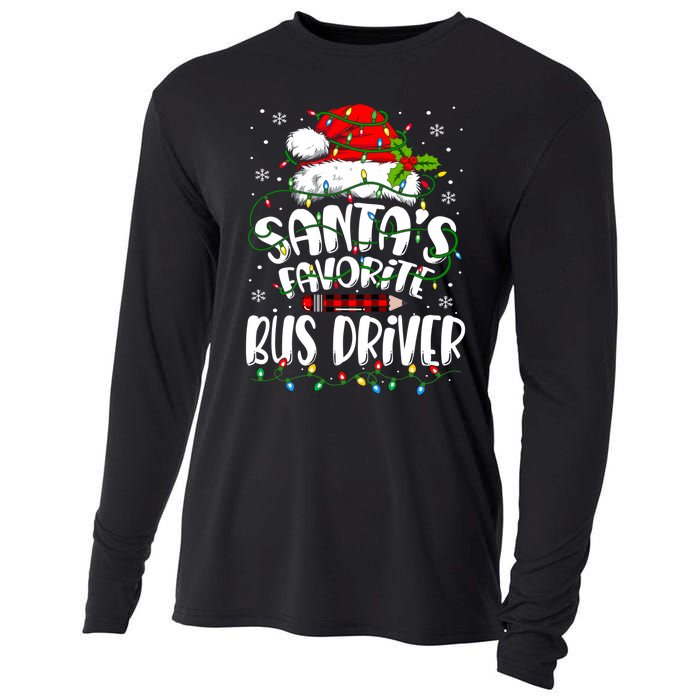 Funny Christmas Bus Driver Santa Favorite Bus Driver Cooling Performance Long Sleeve Crew