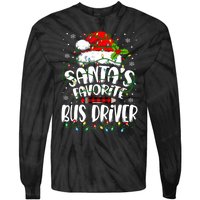 Funny Christmas Bus Driver Santa Favorite Bus Driver Tie-Dye Long Sleeve Shirt