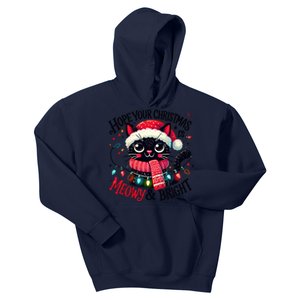 Funny Cute Black Cat Hope Your Christmas Is Meowy & Bright Kids Hoodie