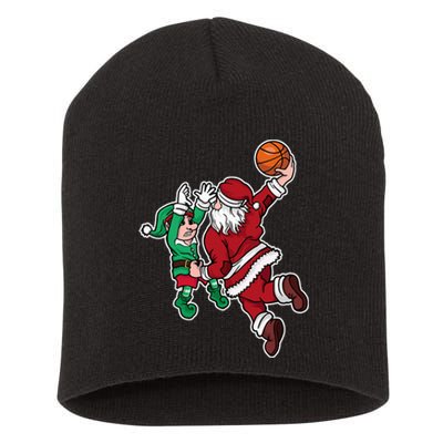 Funny Christmas Basketball Player Santa Claus Dunk Xmas Short Acrylic Beanie