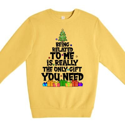 Funny Christmas Being Related To Me Is Really The Only Gift You Need Premium Crewneck Sweatshirt