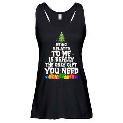 Funny Christmas Being Related To Me Is Really The Only Gift You Need Ladies Essential Flowy Tank