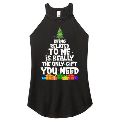 Funny Christmas Being Related To Me Is Really The Only Gift You Need Women's Perfect Tri Rocker Tank