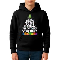 Funny Christmas Being Related To Me Is Really The Only Gift You Need Kids Hoodie