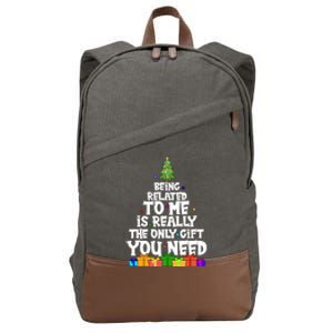 Funny Christmas Being Related To Me Is Really The Only Gift You Need Cotton Canvas Backpack