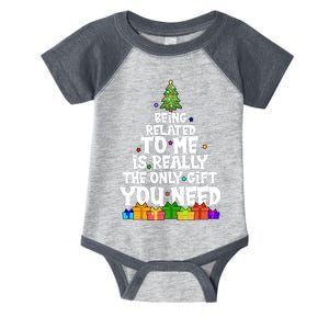 Funny Christmas Being Related To Me Is Really The Only Gift You Need Infant Baby Jersey Bodysuit