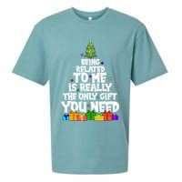 Funny Christmas Being Related To Me Is Really The Only Gift You Need Sueded Cloud Jersey T-Shirt