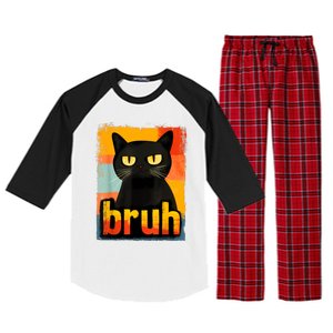 Funny Cat Bruh For Meme Graphic Raglan Sleeve Pajama Set