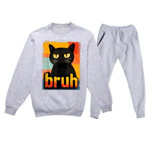 Funny Cat Bruh For Meme Graphic Premium Crewneck Sweatsuit Set