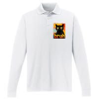 Funny Cat Bruh For Meme Graphic Performance Long Sleeve Polo