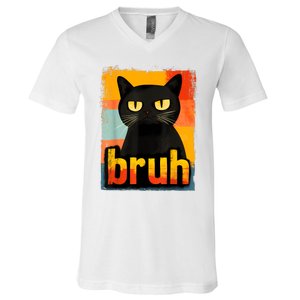 Funny Cat Bruh For Meme Graphic V-Neck T-Shirt