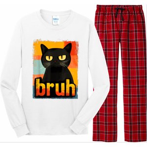 Funny Cat Bruh For Meme Graphic Long Sleeve Pajama Set