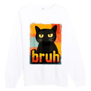 Funny Cat Bruh For Meme Graphic Premium Crewneck Sweatshirt