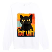 Funny Cat Bruh For Meme Graphic Premium Crewneck Sweatshirt