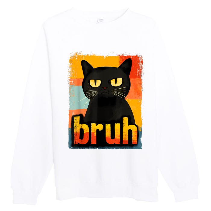 Funny Cat Bruh For Meme Graphic Premium Crewneck Sweatshirt