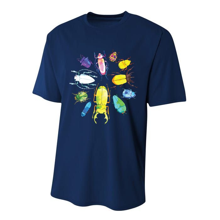 Fun Cute Bugs Insects Beetles Bug Catcher Performance Sprint T-Shirt