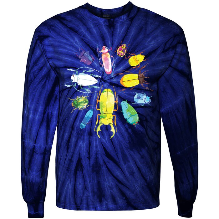 Fun Cute Bugs Insects Beetles Bug Catcher Tie-Dye Long Sleeve Shirt