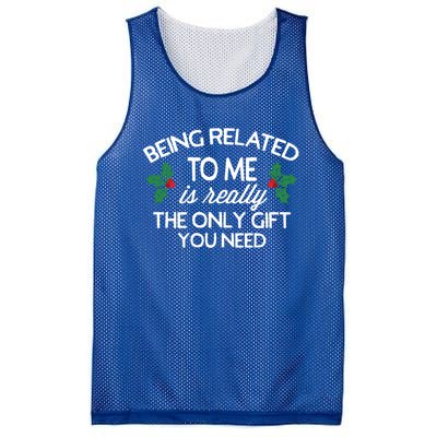 Funny Christmas Being Related To Me Family Joke Gift Mesh Reversible Basketball Jersey Tank