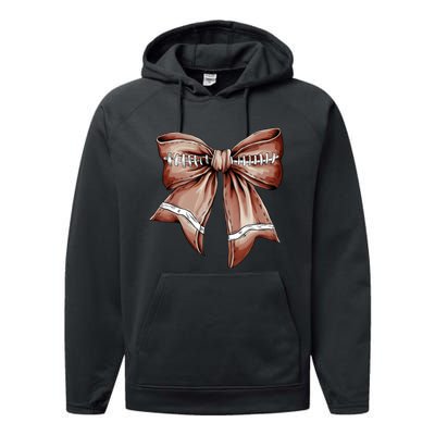 Fall Coquette Bow Football Performance Fleece Hoodie