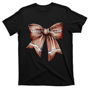 Fall Coquette Bow Football T-Shirt