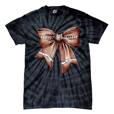 Fall Coquette Bow Football Tie-Dye T-Shirt