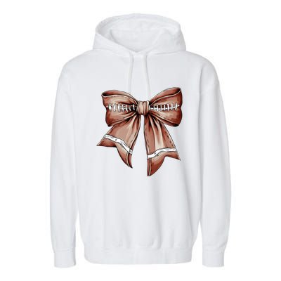 Fall Coquette Bow Football Garment-Dyed Fleece Hoodie