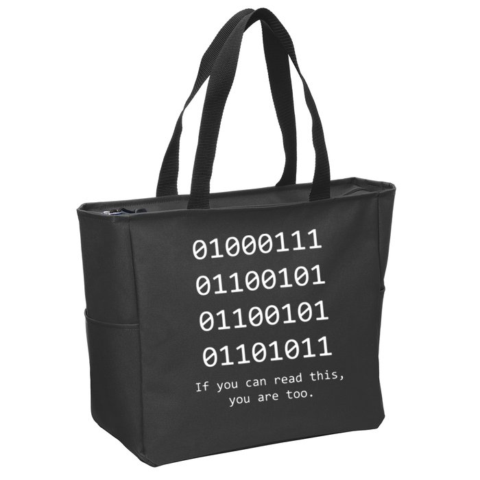 Funny Computer Binary Code Programmer Developer Geek Gift Zip Tote Bag
