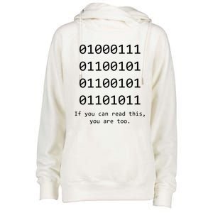 Funny Computer Binary Code Programmer Developer Geek Gift Womens Funnel Neck Pullover Hood