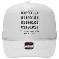 Funny Computer Binary Code Programmer Developer Geek Gift High Crown Mesh Back Trucker Hat