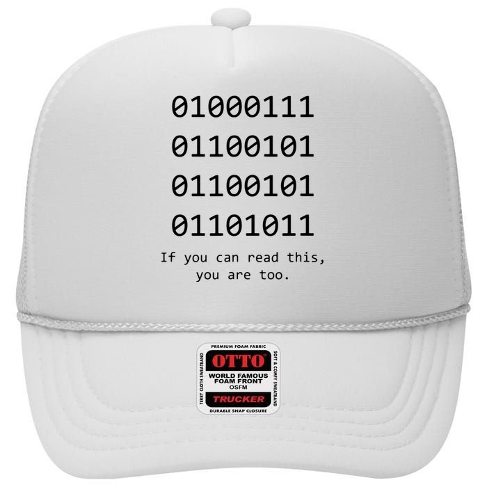 Funny Computer Binary Code Programmer Developer Geek Gift High Crown Mesh Back Trucker Hat