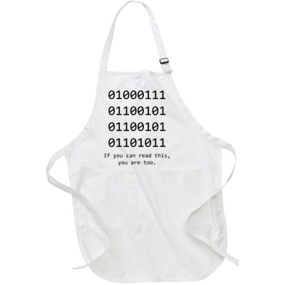 Funny Computer Binary Code Programmer Developer Geek Gift Full-Length Apron With Pockets