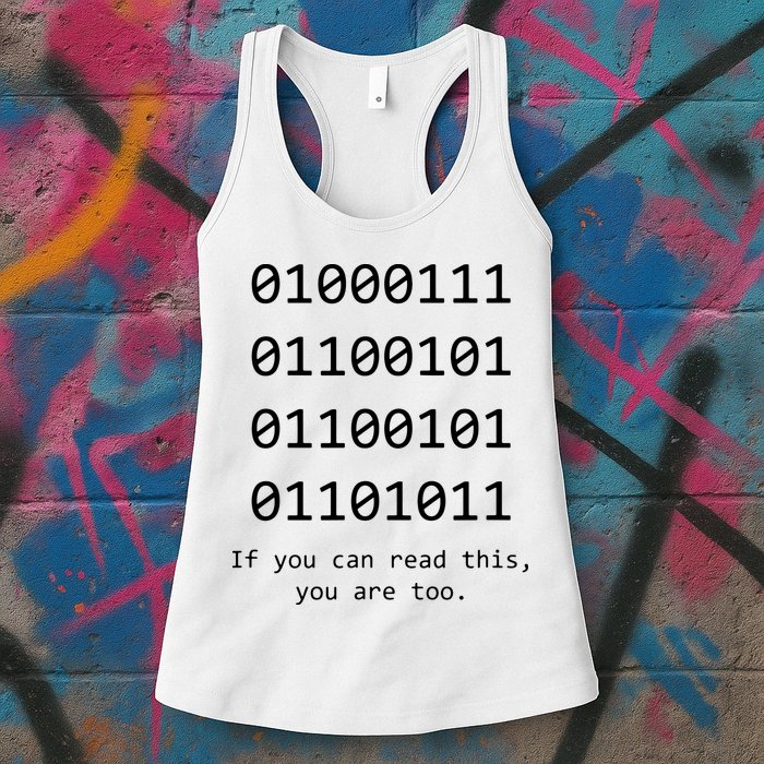 Funny Computer Binary Code Programmer Developer Geek Gift Women's Racerback Tank