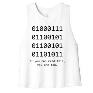 Funny Computer Binary Code Programmer Developer Geek Gift Women's Racerback Cropped Tank