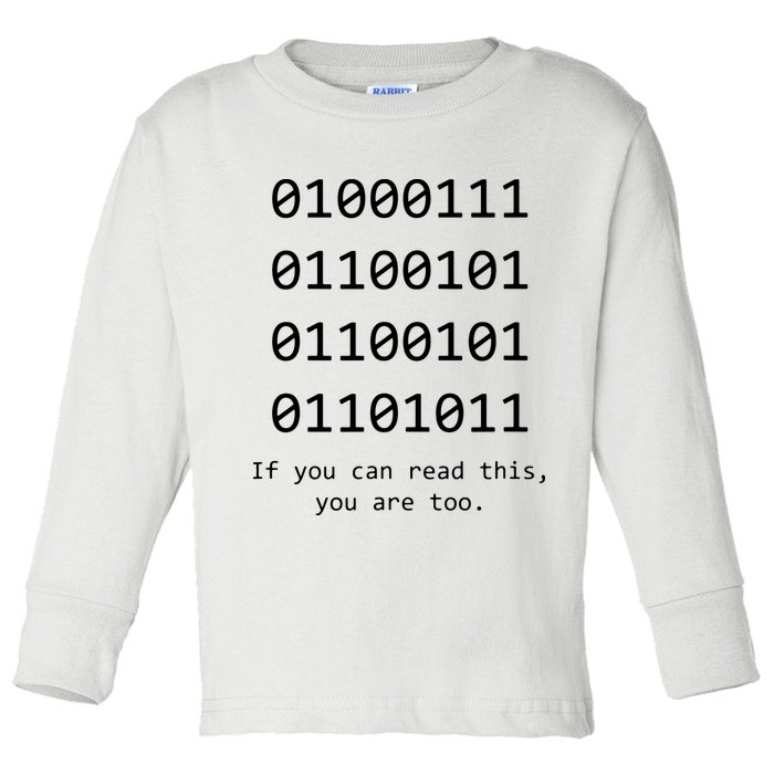 Funny Computer Binary Code Programmer Developer Geek Gift Toddler Long Sleeve Shirt