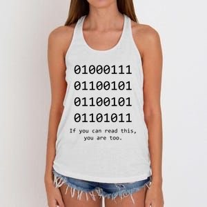 Funny Computer Binary Code Programmer Developer Geek Gift Women's Knotted Racerback Tank