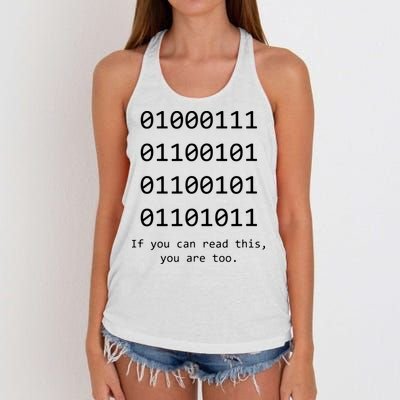 Funny Computer Binary Code Programmer Developer Geek Gift Women's Knotted Racerback Tank