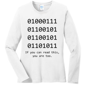 Funny Computer Binary Code Programmer Developer Geek Gift Ladies Long Sleeve Shirt