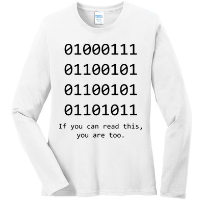 Funny Computer Binary Code Programmer Developer Geek Gift Ladies Long Sleeve Shirt