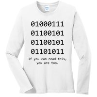 Funny Computer Binary Code Programmer Developer Geek Gift Ladies Long Sleeve Shirt