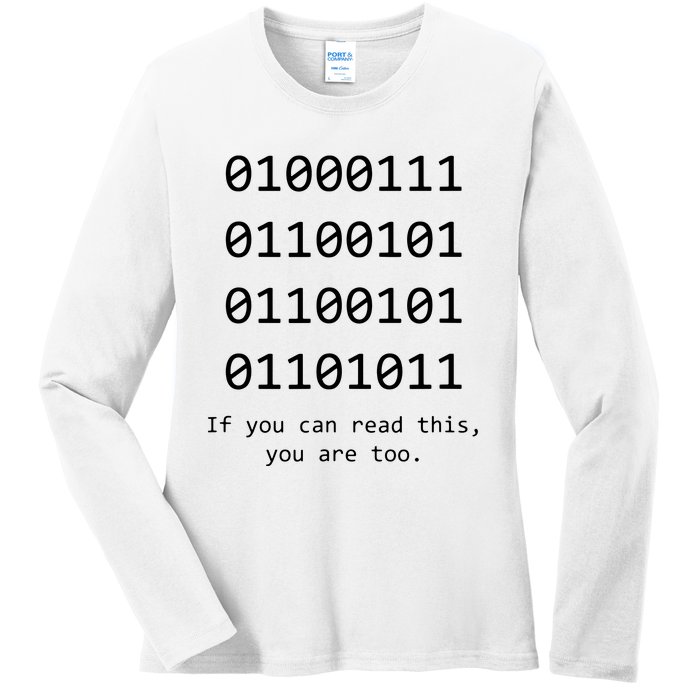 Funny Computer Binary Code Programmer Developer Geek Gift Ladies Long Sleeve Shirt