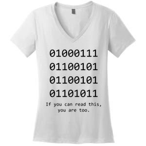 Funny Computer Binary Code Programmer Developer Geek Gift Women's V-Neck T-Shirt