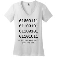 Funny Computer Binary Code Programmer Developer Geek Gift Women's V-Neck T-Shirt