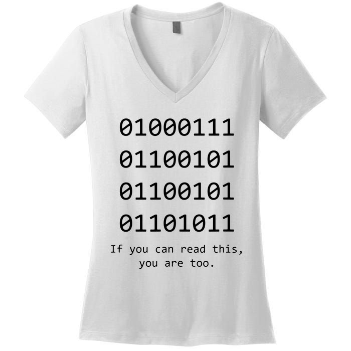 Funny Computer Binary Code Programmer Developer Geek Gift Women's V-Neck T-Shirt