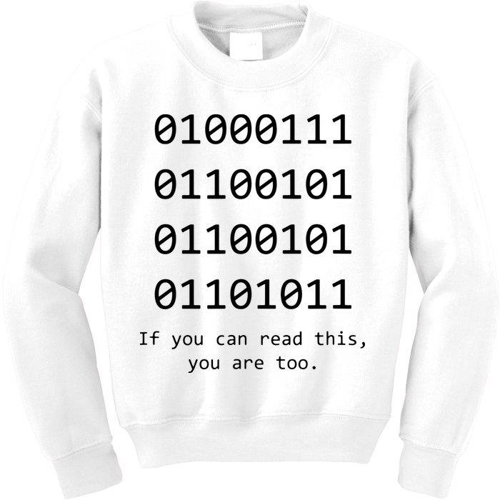 Funny Computer Binary Code Programmer Developer Geek Gift Kids Sweatshirt