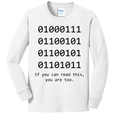 Funny Computer Binary Code Programmer Developer Geek Gift Kids Long Sleeve Shirt