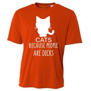 Funny Cat Because People Are Dicks Coffee For Cat Lovers Gift Cooling Performance Crew T-Shirt